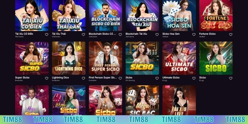 Lựa chọn sảnh chơi tại danh mục casino Tim88 uy tín