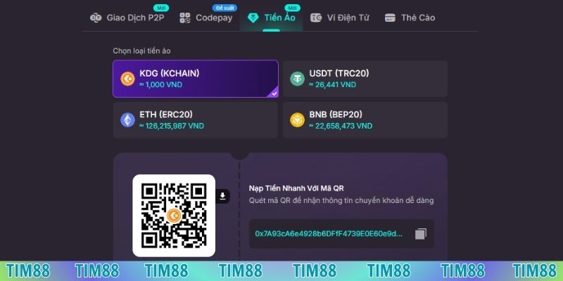 Sử dụng tiền ảo dễ dàng nạp tiền Tim88 thành công